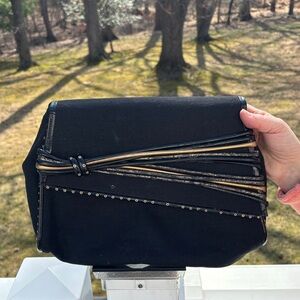 Franco Bellini Chic Black and Gold Women's Clutch